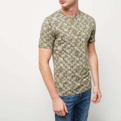 Green and white Only & Sons print T-shirt